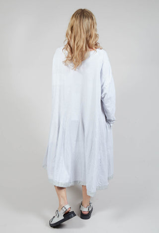 Jersey Dress with Drawstring Hem in Grey Print