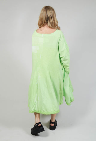 Jersey Dress with Drawstring Hem in Lime Print