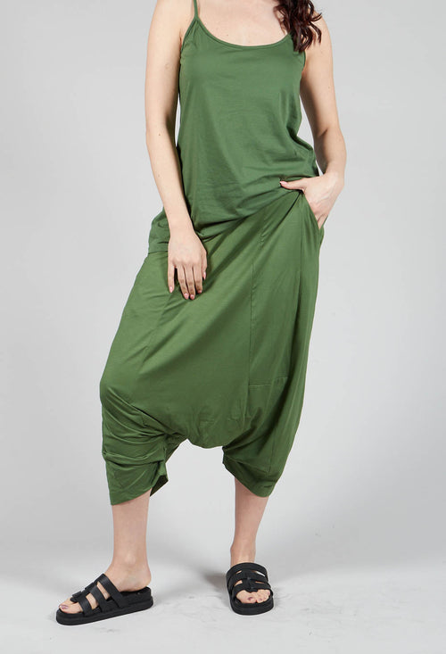Jersey Drop-Crotch Trousers in Green