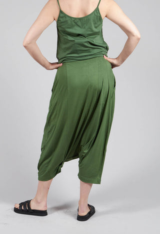 Jersey Drop-Crotch Trousers in Green