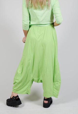 Jersey Drop Crotch Trousers in Lime