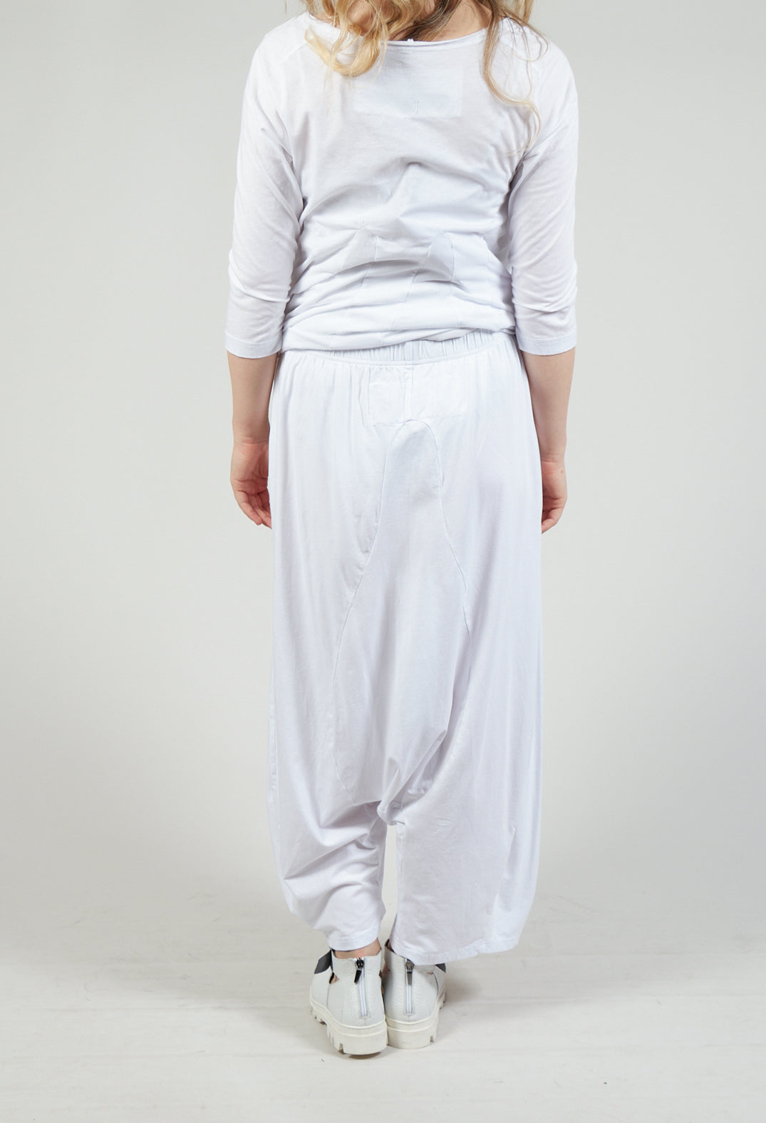 Jersey Drop Crotch Trousers in White