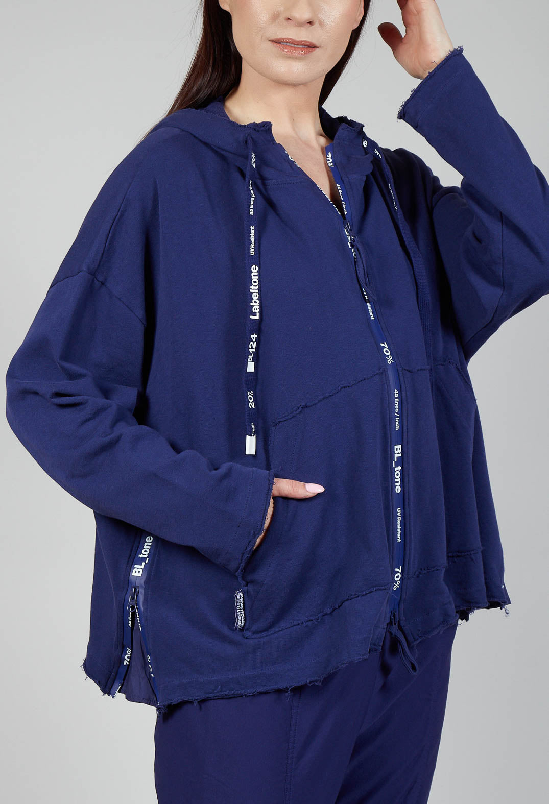 Jersey Jacket with Hood in Azur