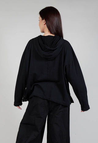 Jersey Jacket with Hood in Black