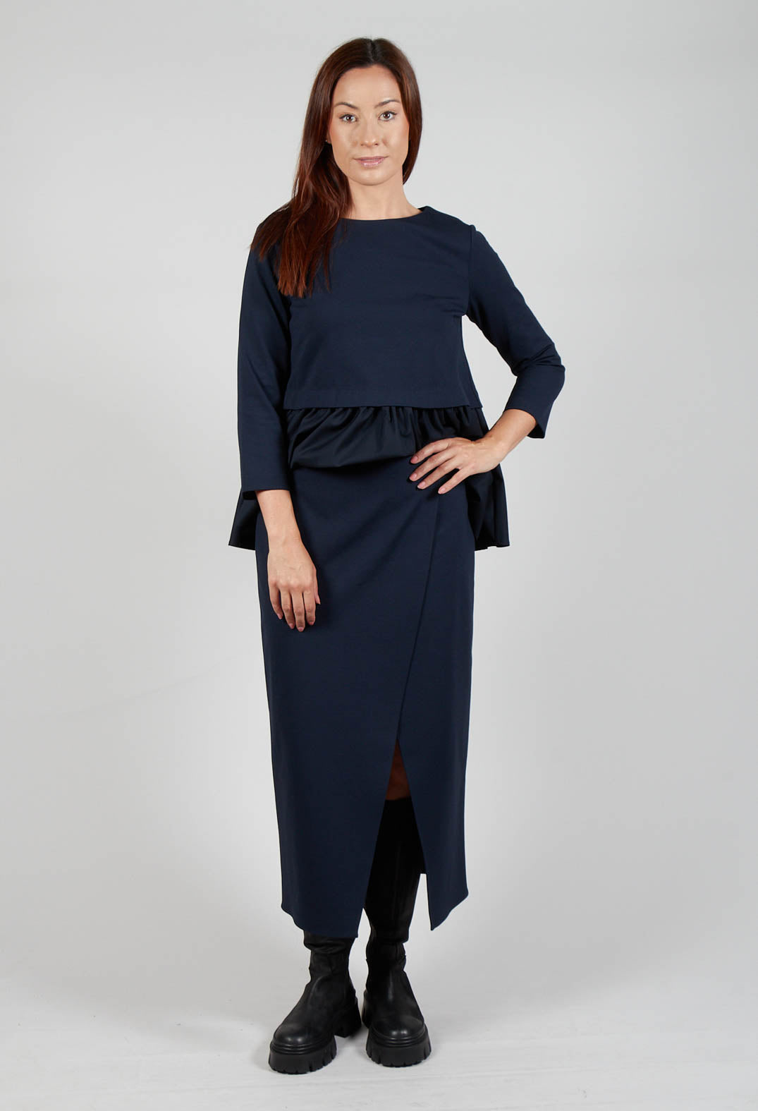 Jersey Pencil Skirt in Blue Nights