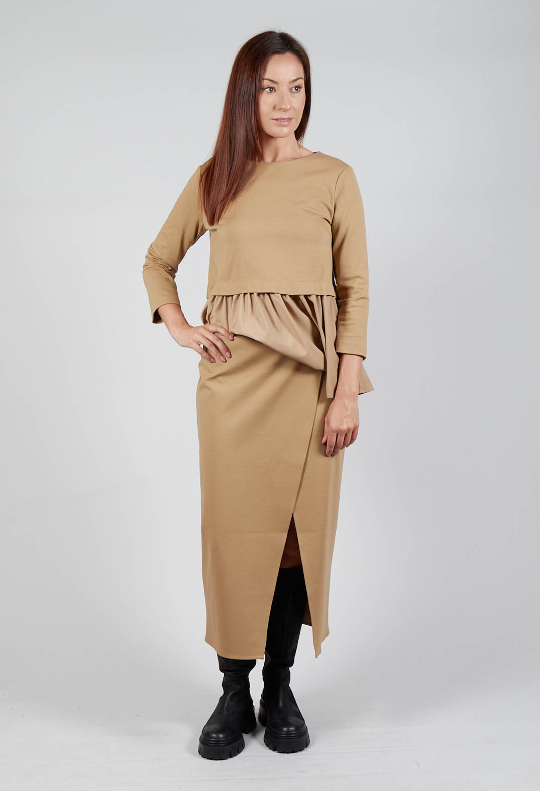 Jersey Pencil Skirt in Camel