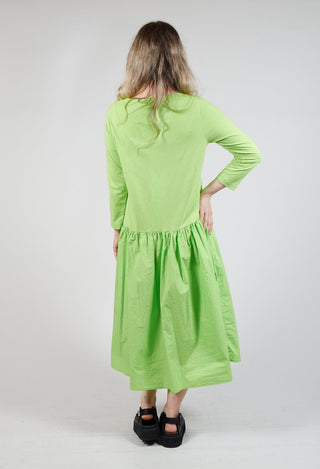 Jersey Top Dress with Lettering Motif in Lime Print