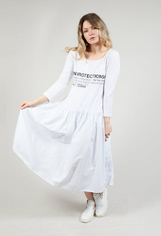 Jersey Top Dress with Lettering Motif in White Print