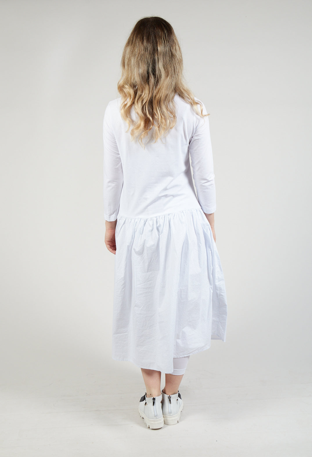Jersey Top Dress with Lettering Motif in White Print
