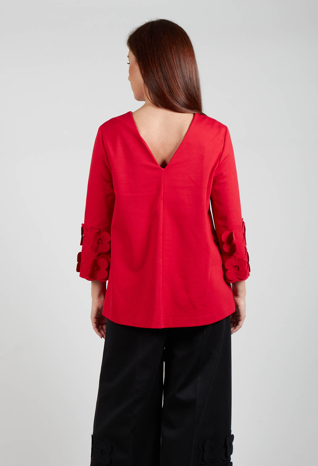 Jersey Top with Floral Embellishment in Marlboro