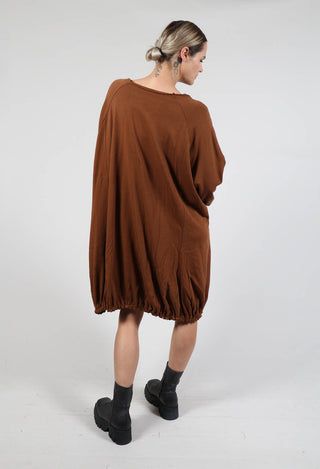 Jersey Tunic with Elasticated Hem in Brick