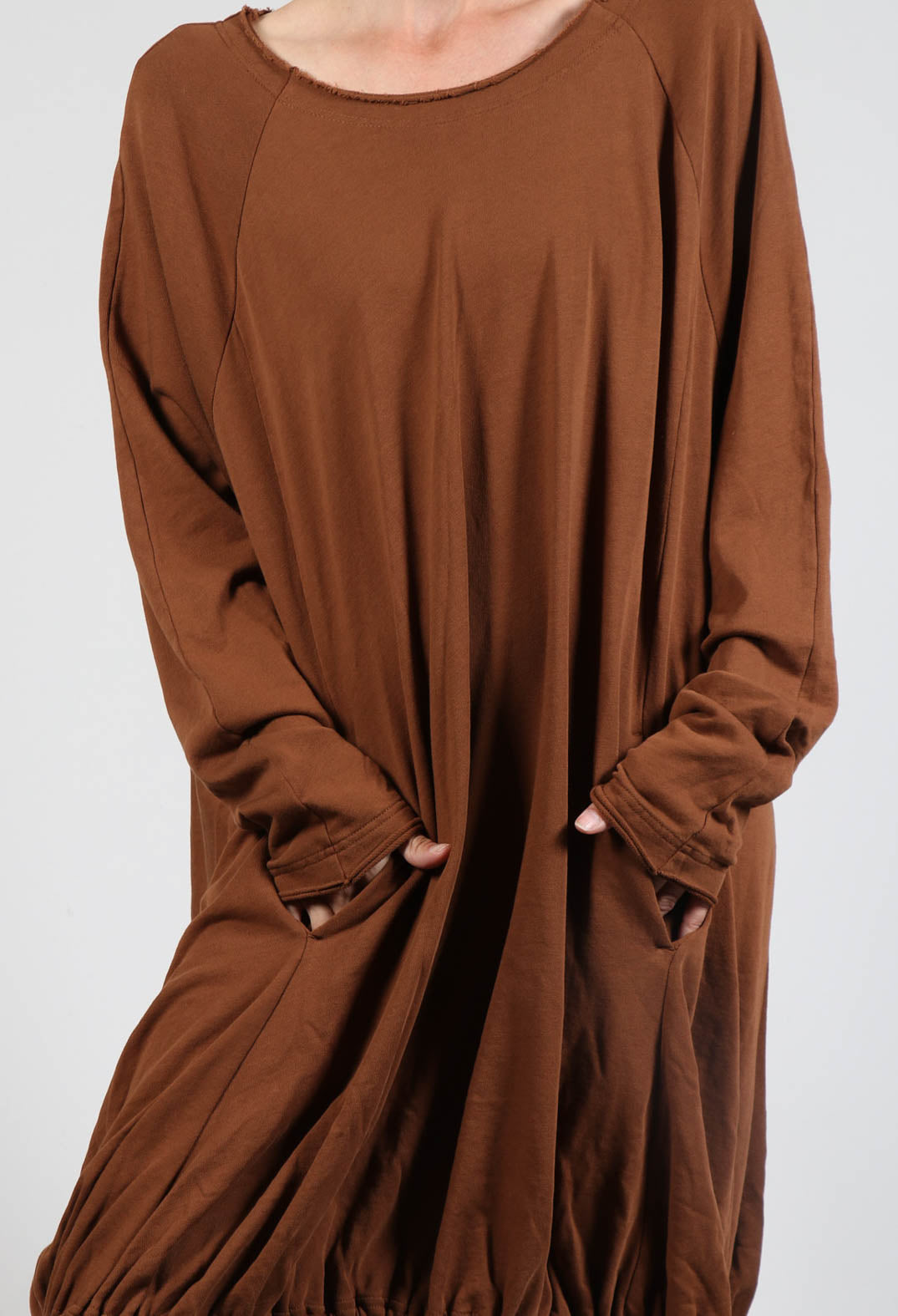 Jersey Tunic with Elasticated Hem in Brick