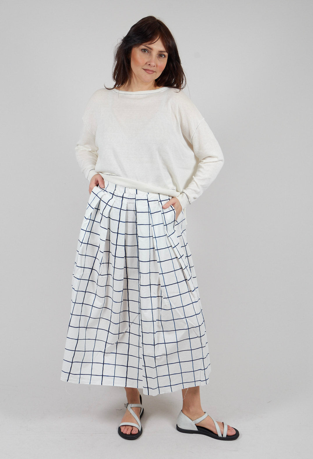 Jolisa Printed Skirt in Blue Check