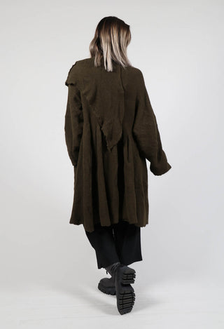 Jumper Dress with Ascot Neck Detail in Khaki