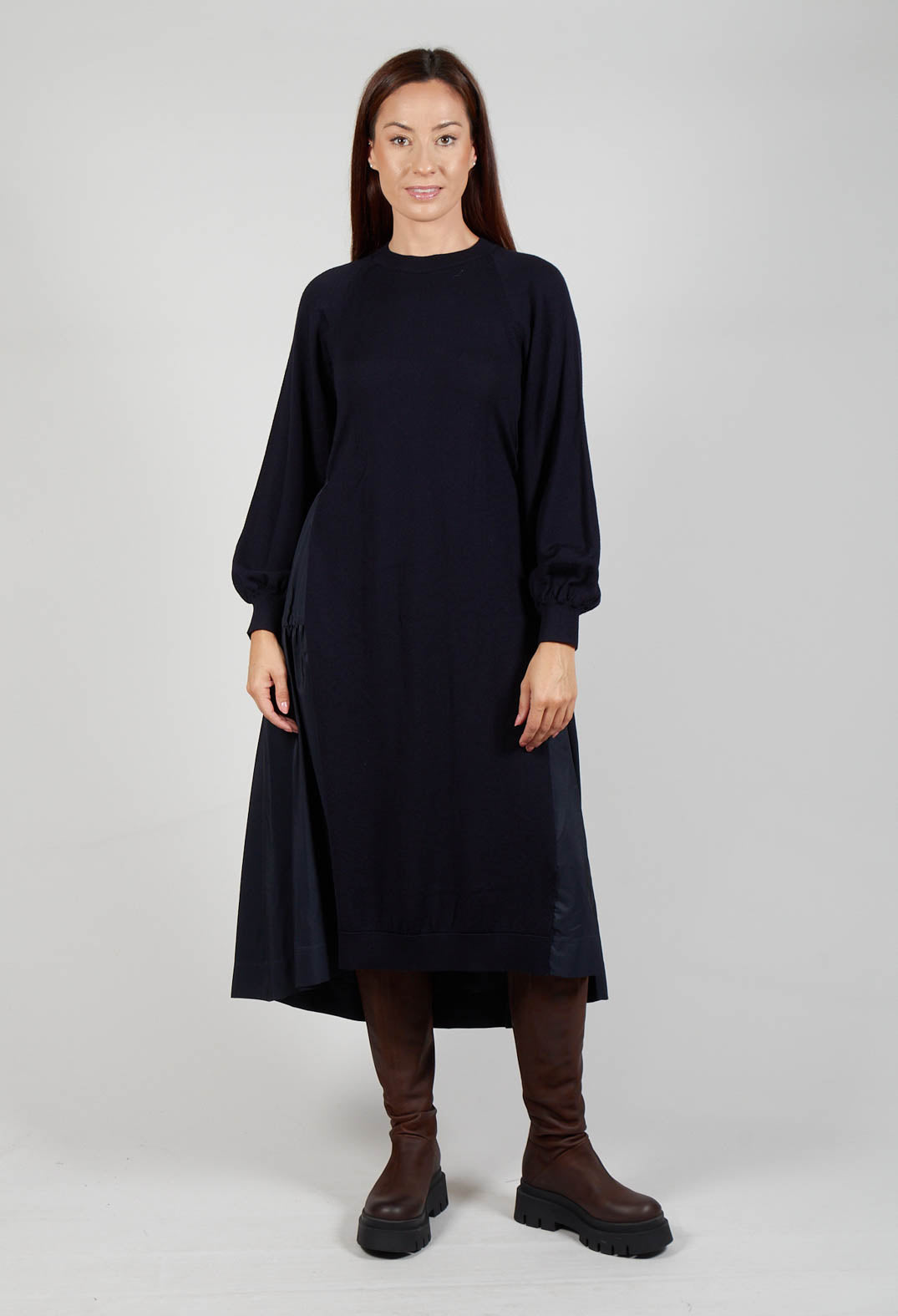 dark blue jumper dress & Other Stories wool knitted mini jumper dress with cinch waist in dark blue