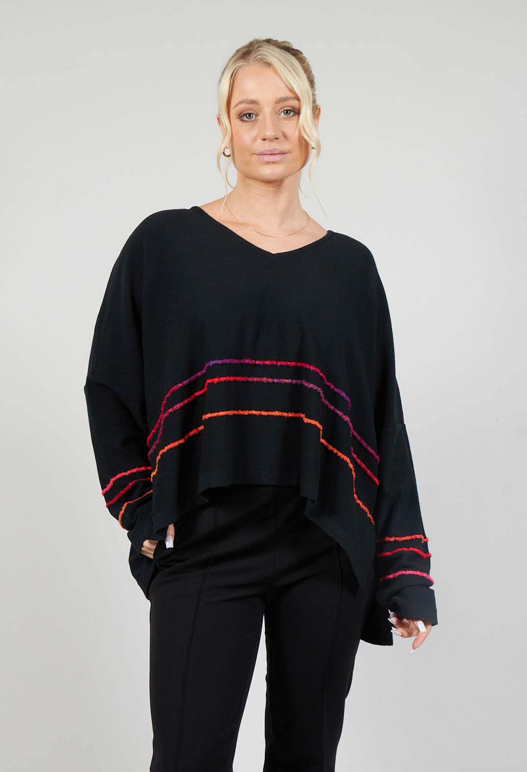 Jumper in Black with Red Stripe
