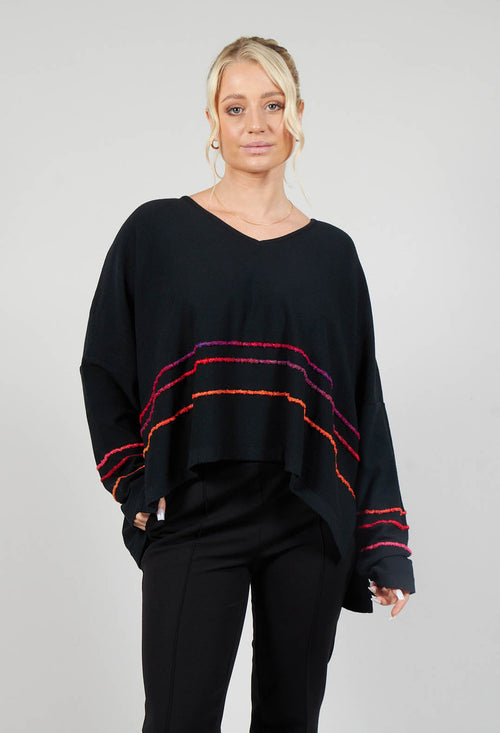 Jumper in Black with Red Stripe