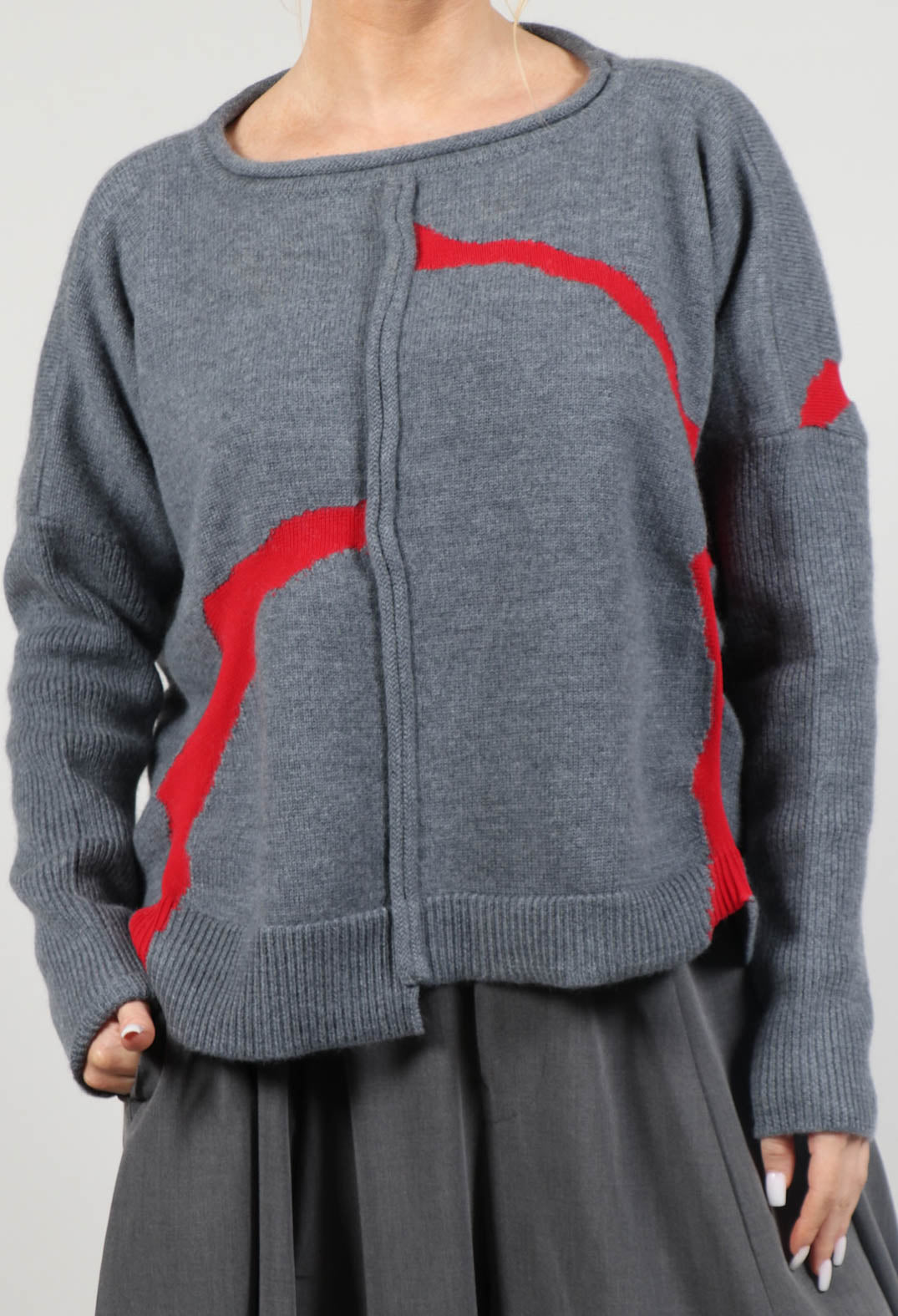 Jumper with Contrasting Inserts in Grey