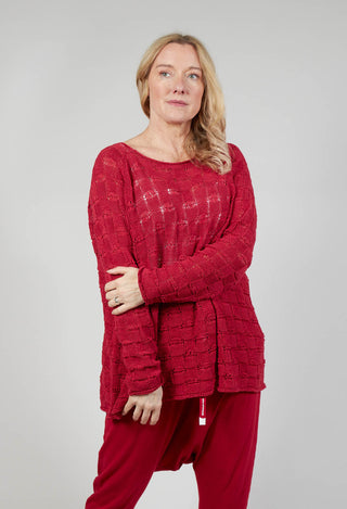 Jumper with Square Detail Knit in Chili