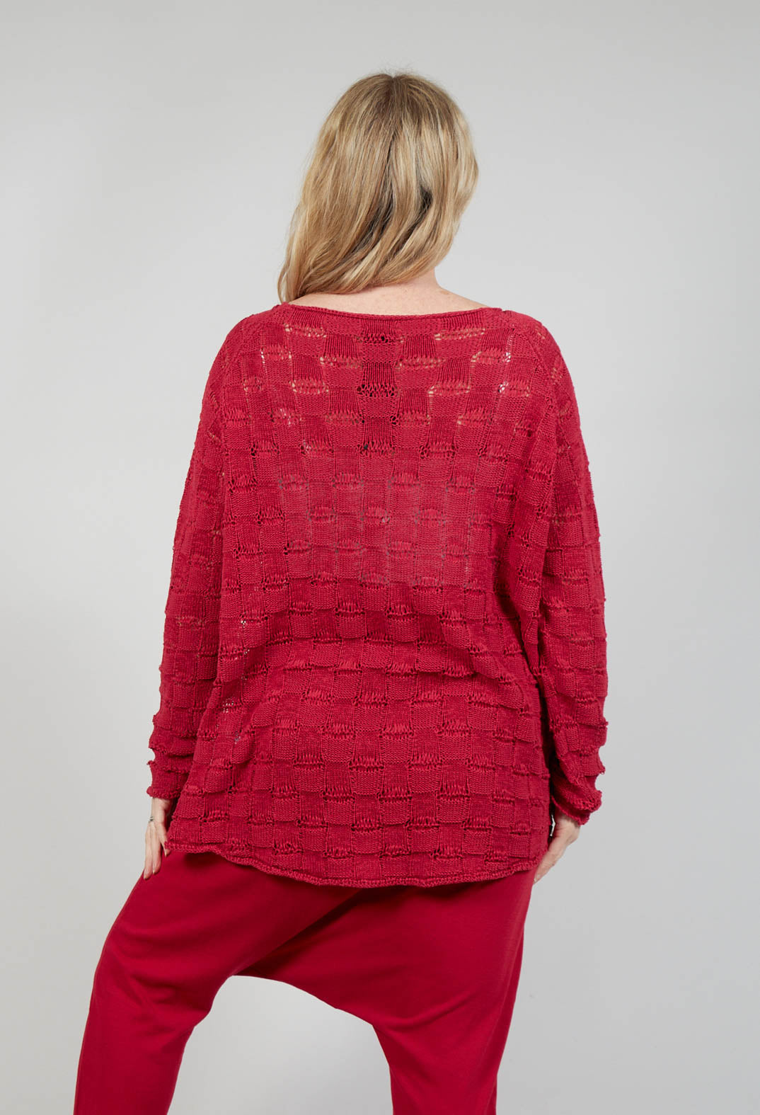 Jumper with Square Detail Knit in Chili