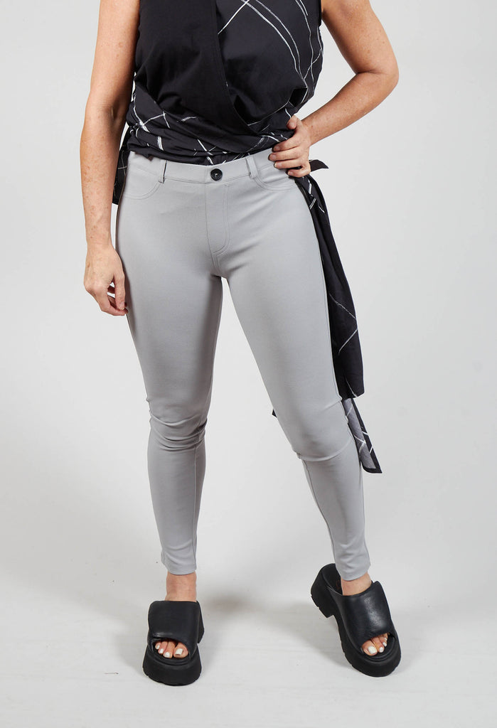 Skinny Knitted Trousers in Stone