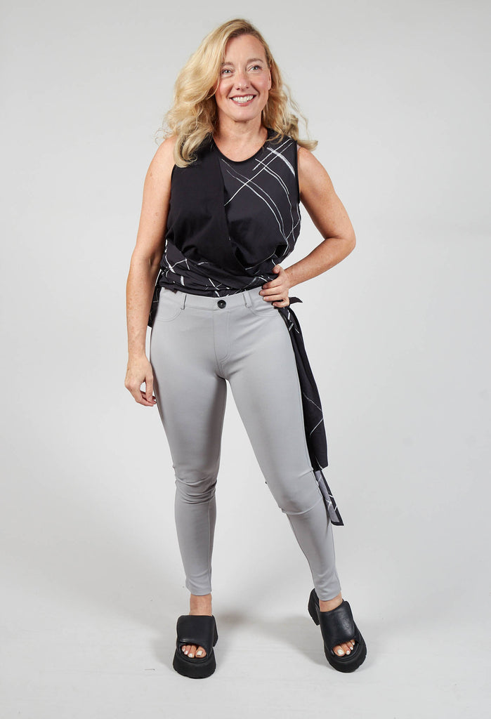 Skinny Knitted Trousers in Stone