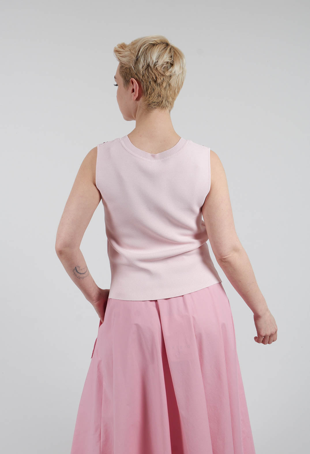 Knit Top with Crystals in Flamingo