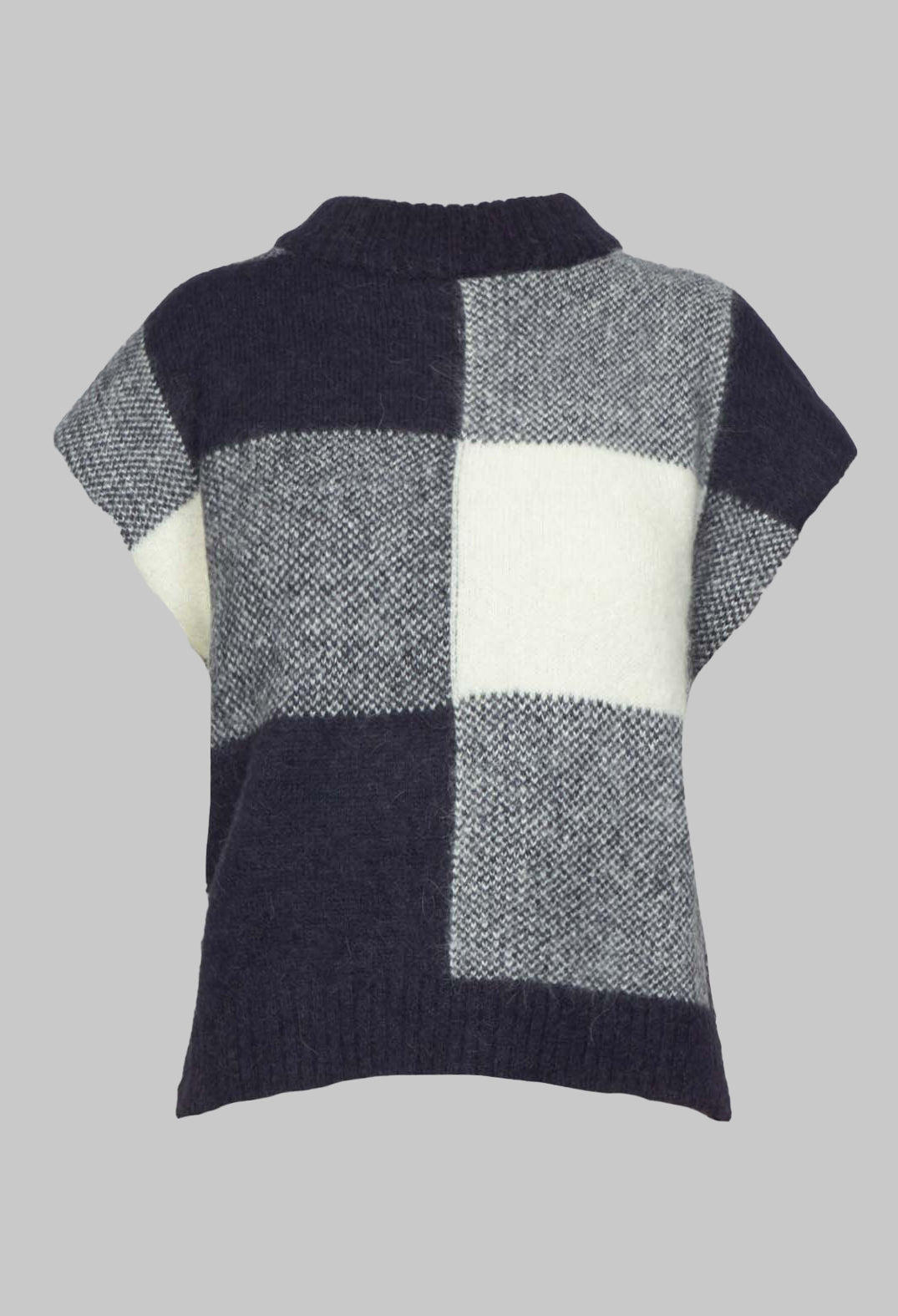 Knitted Vest Checked Jaquard in Navy