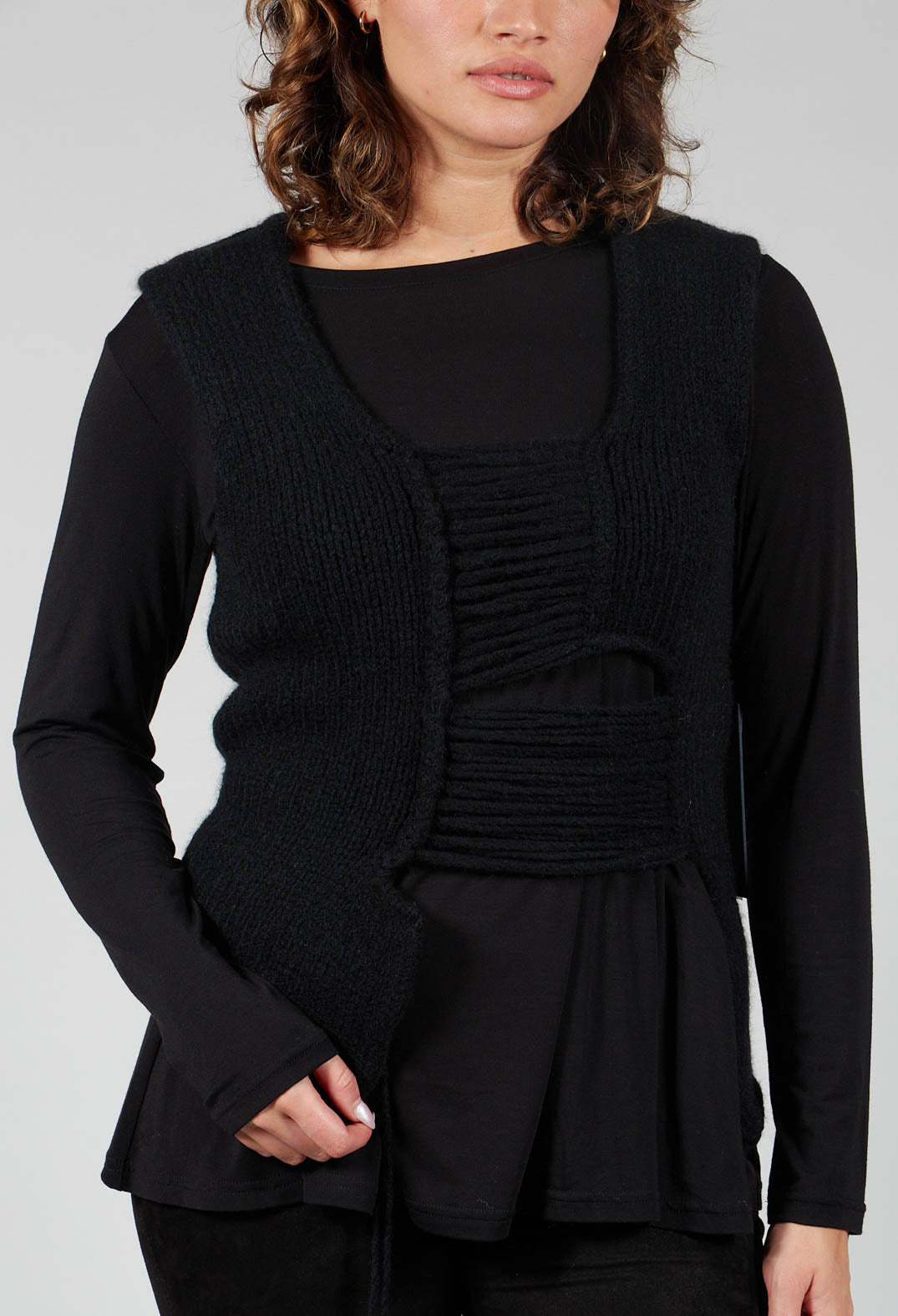 Knitted Vest with Ladder Feature in Black