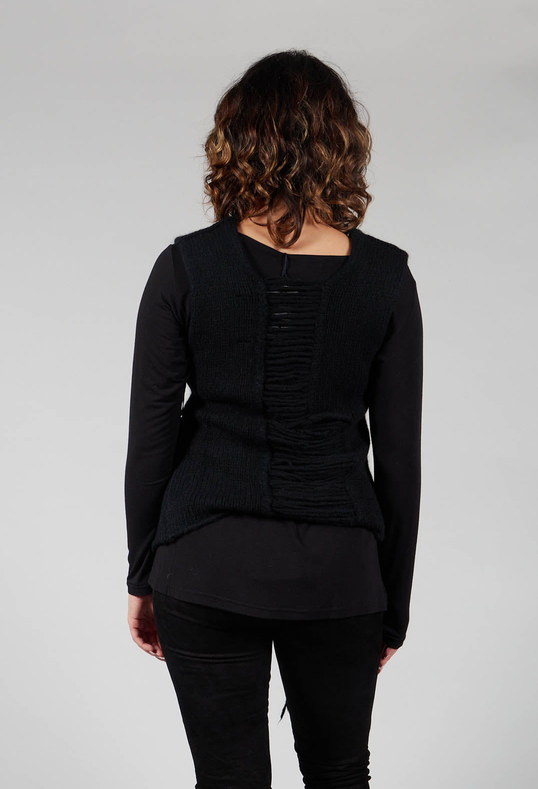 Knitted Vest with Ladder Feature in Black