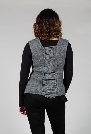 Knitted Vest with Ladder Feature in Grey