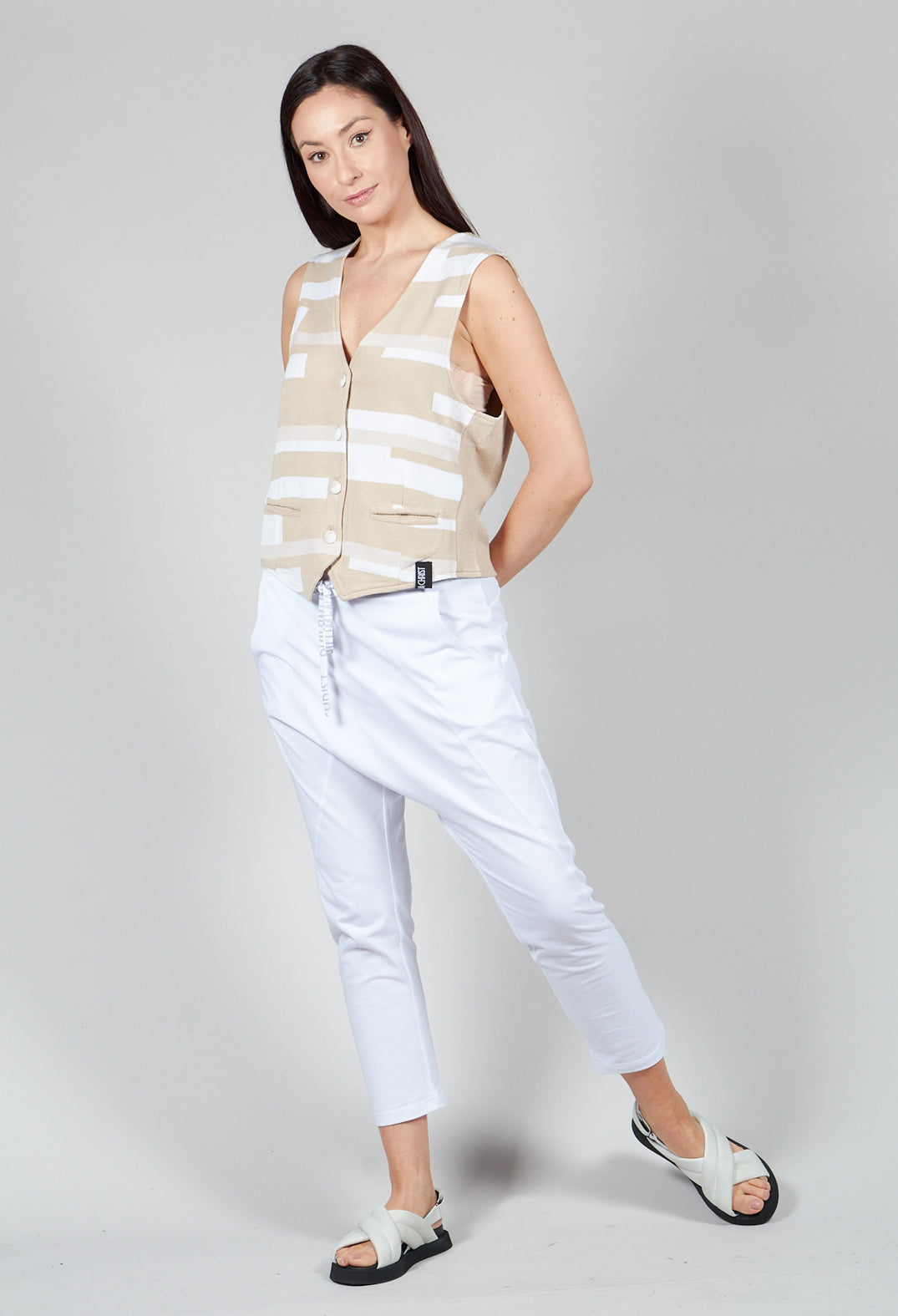 Knitted Waistcoat in Sand and White