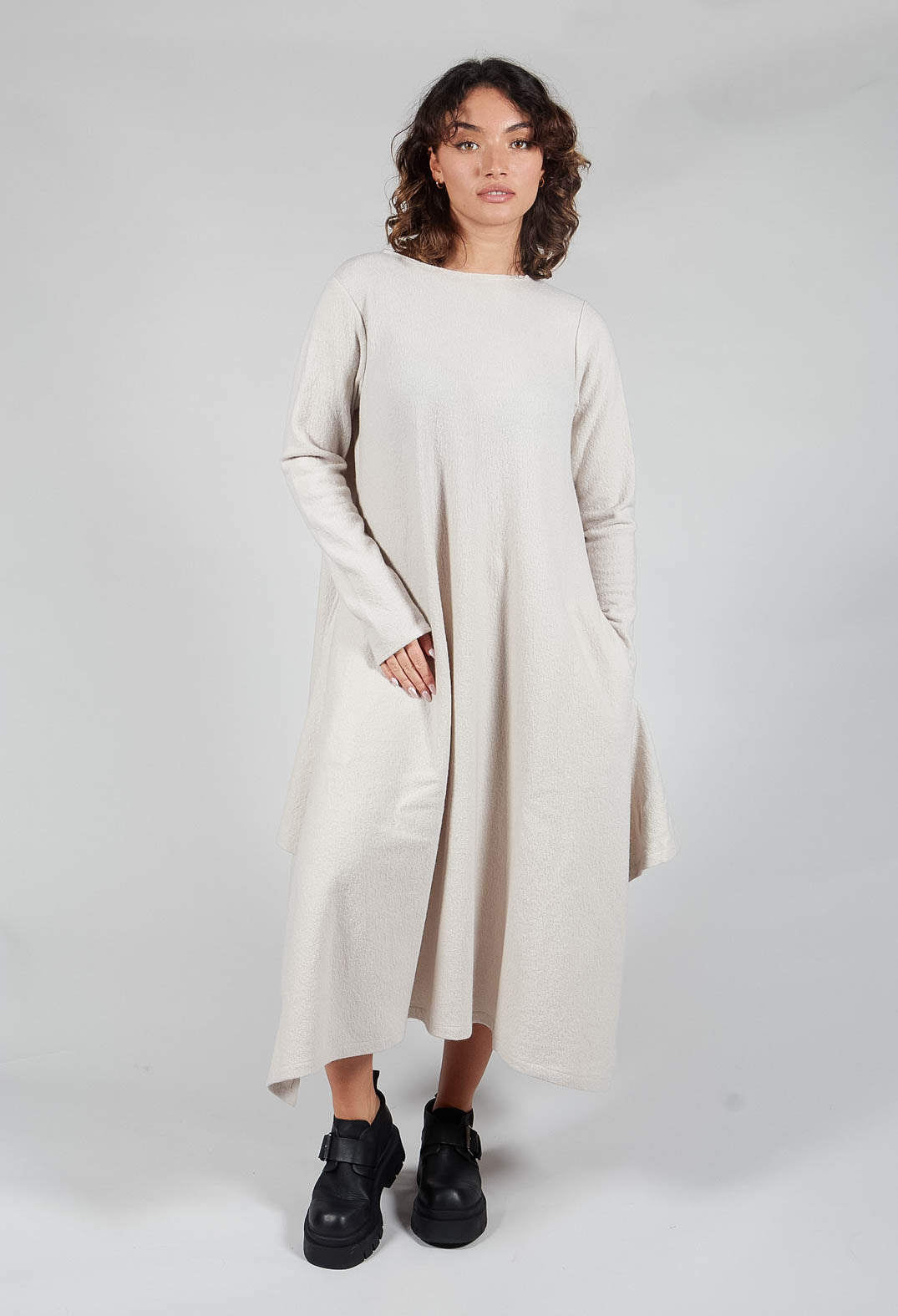 Asymmetrical Wool Dress in Off White