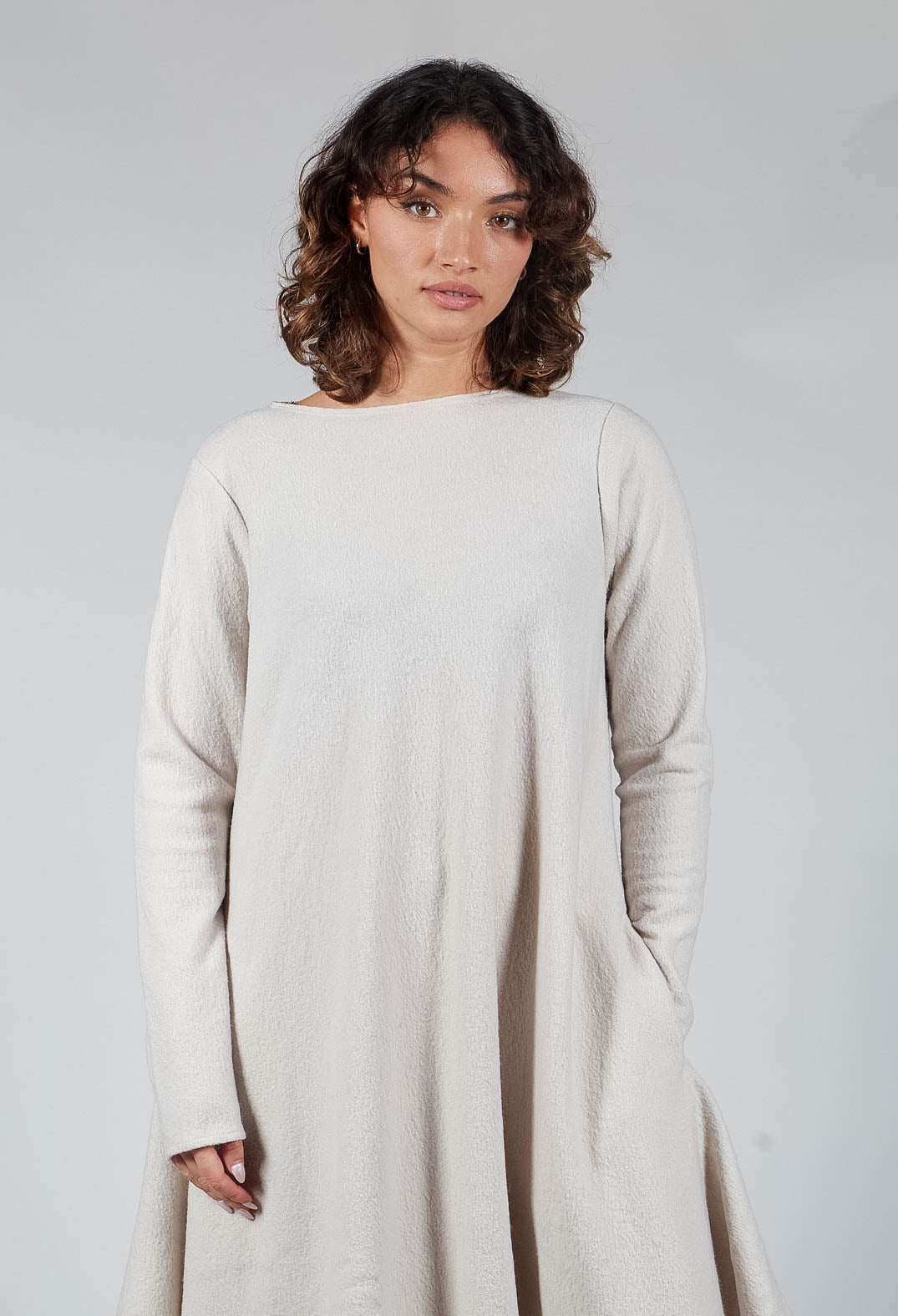 Asymmetrical Wool Dress in Off White