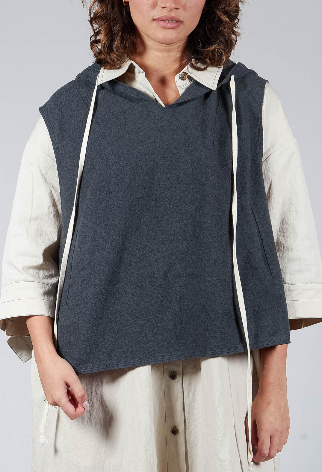 Sleeveless Basics Vest in Blue Grey