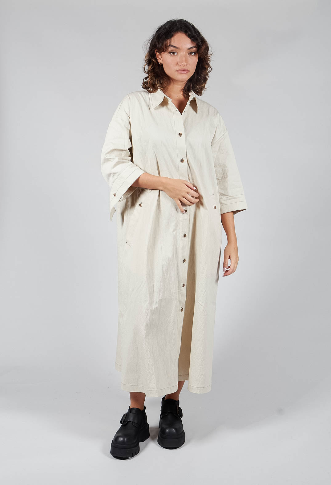 3/4 Sleeved Blouse Dress in Ivory