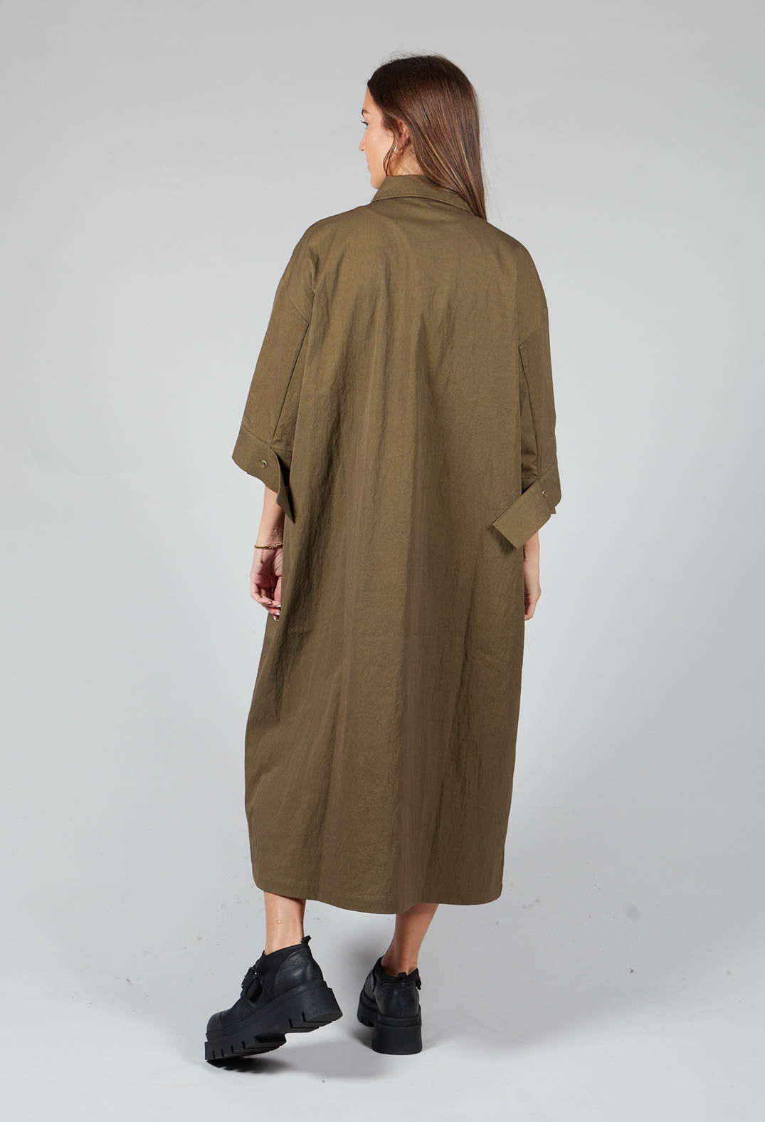 3/4 Sleeved Blouse Dress in Dark Khaki