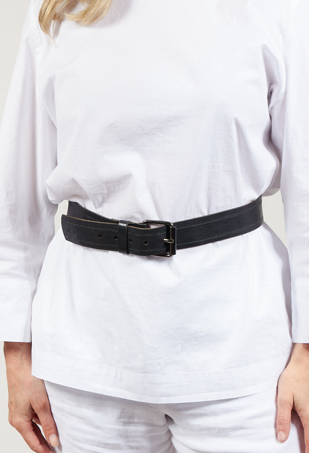 Leather Belt in Noir