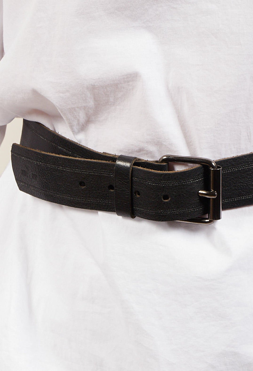 Leather Belt in Noir