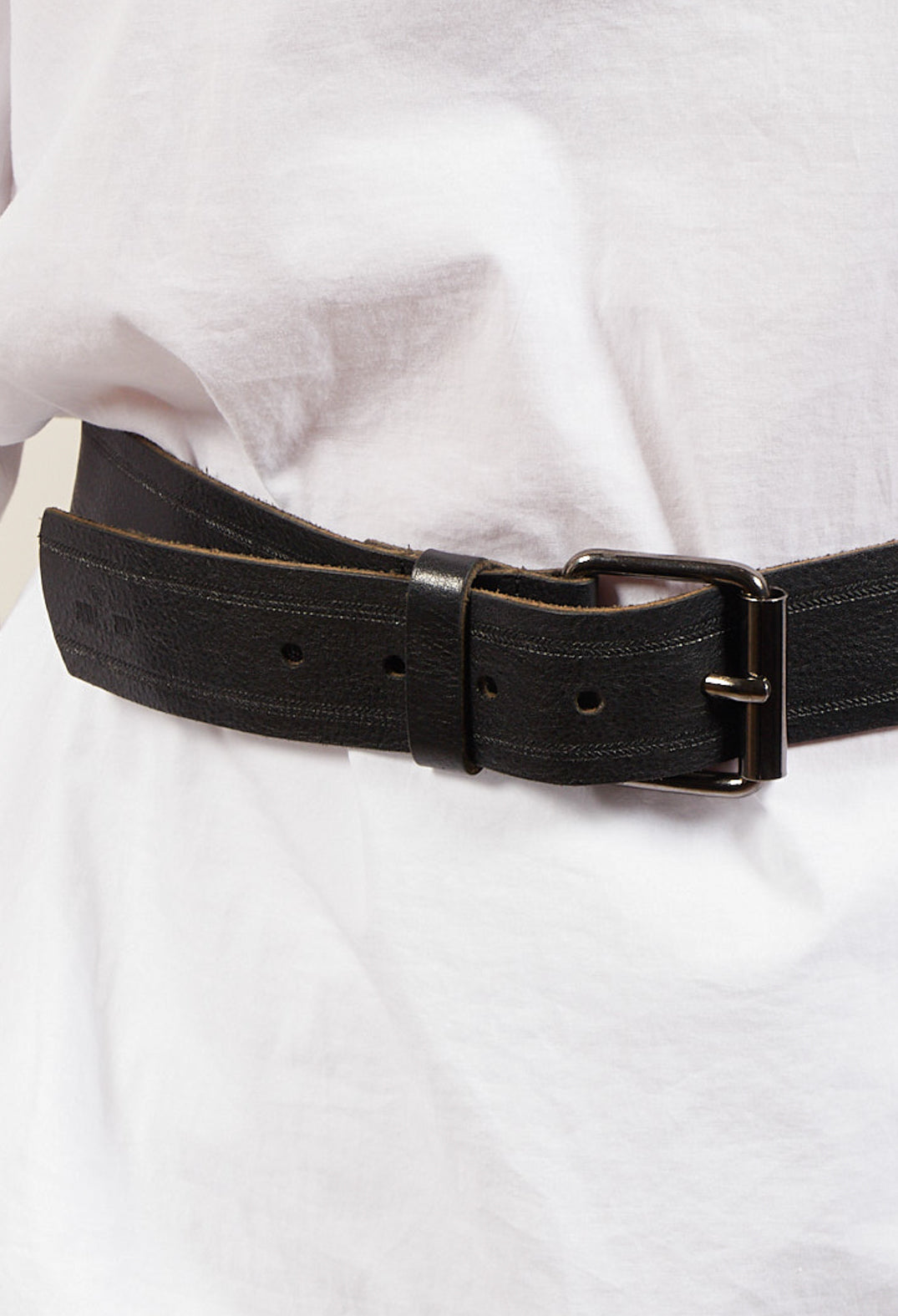 Leather Belt in Noir