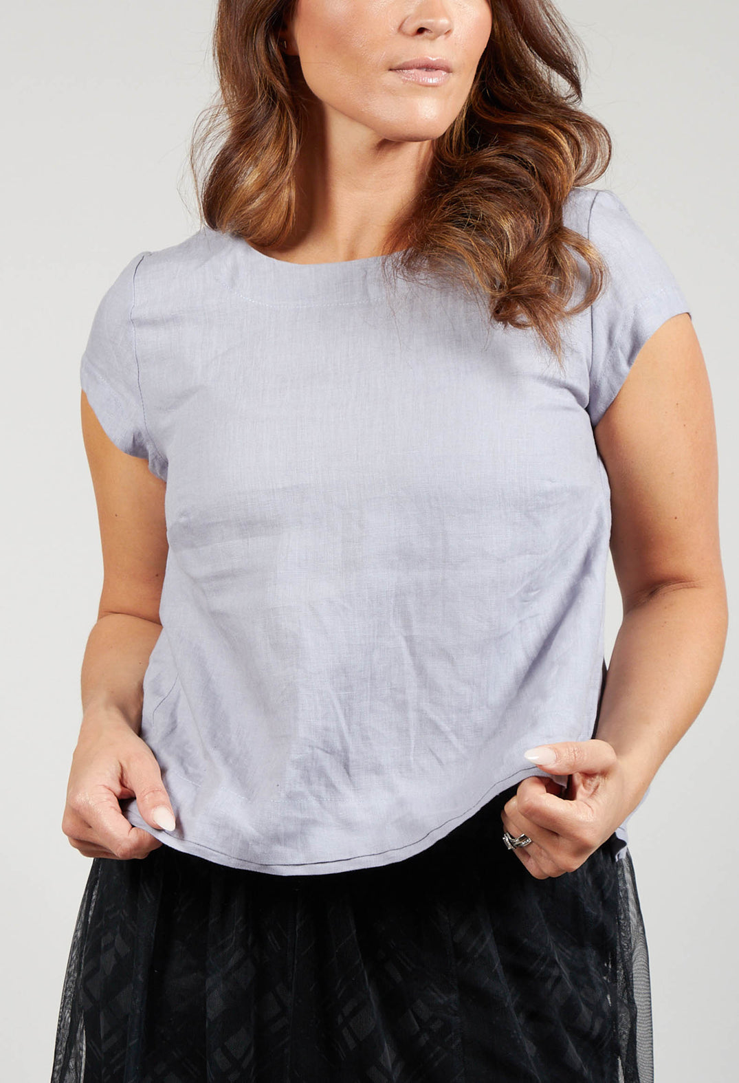 Cropped Top with Button Back in Lilac