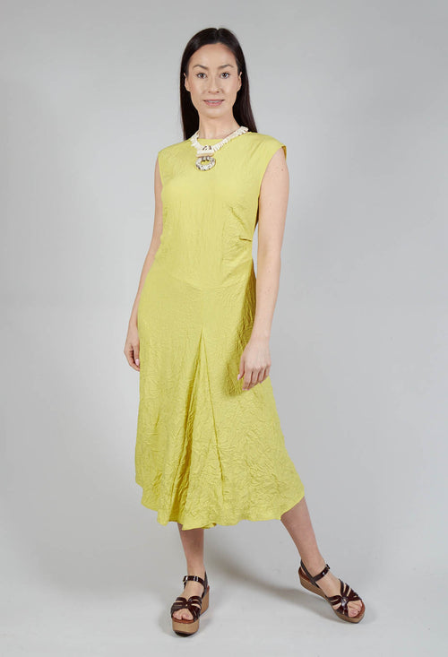 Creased Cotton Dress in Apple Green