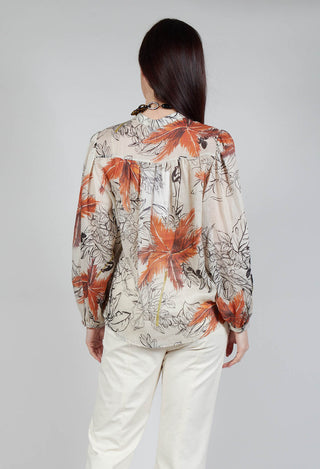 Mandarin Collar Blouse in Palms Print