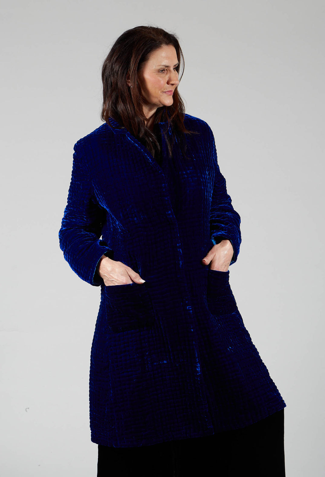 Colette Pomegranate Jacket in Velvet Plain Cobalt