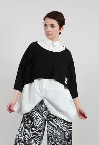 Cotton Knit Cropped Jumper in Black - 3330713