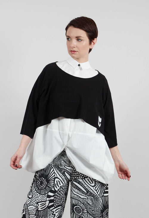 Cotton Knit Cropped Jumper in Black - 3330713