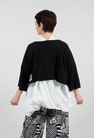 Cotton Knit Cropped Jumper in Black - 3330713