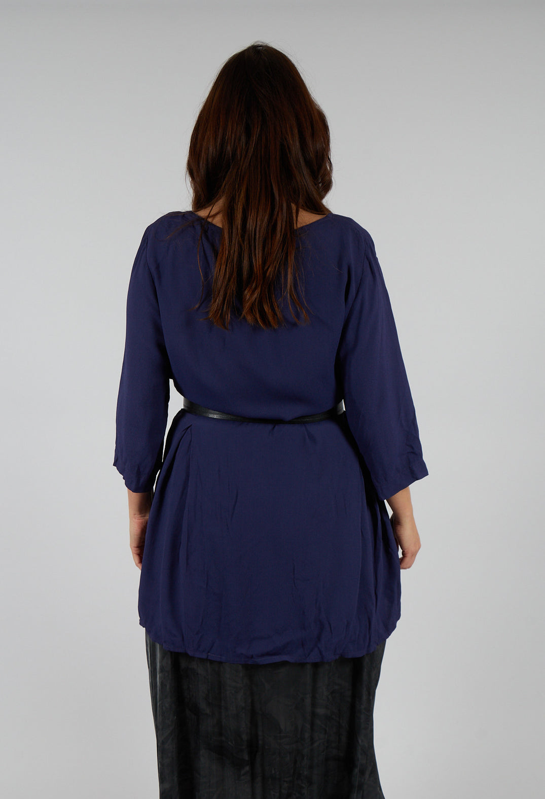 Long Pleated Tunic in Plum