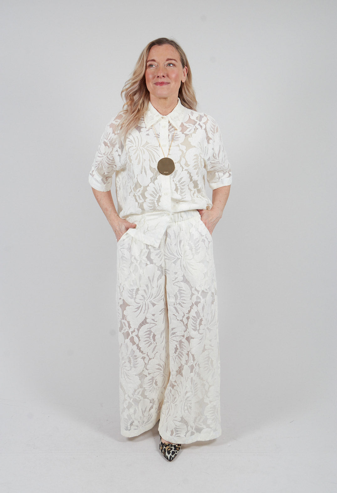 Lace Trouser in Latte