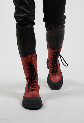 Lace Up Boots In Gasoline Cuoio Inglese